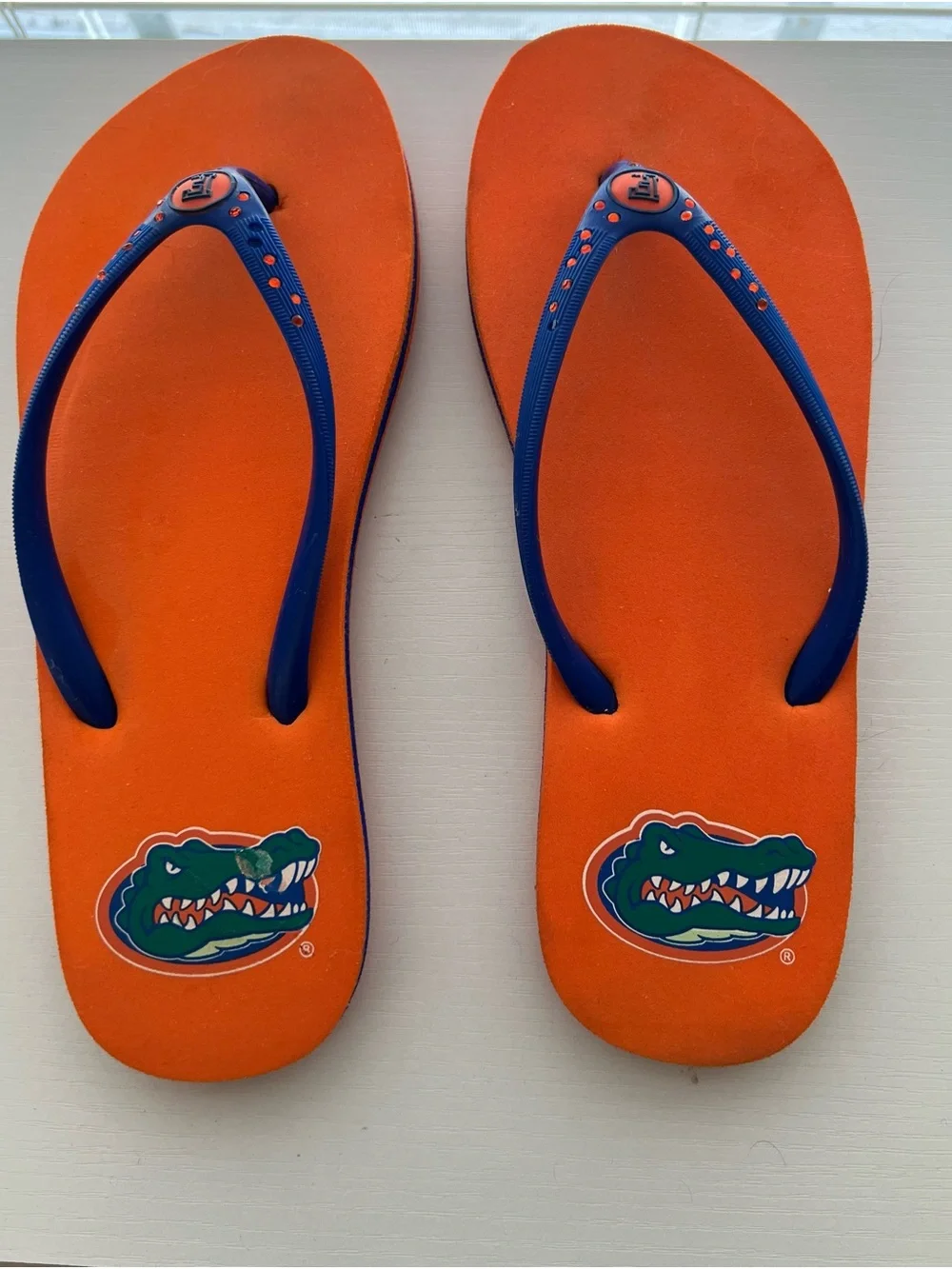 Orange and Blue Flip Flops